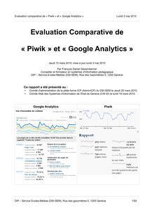 Evaluation Comparative de « Piwik » et « Google Analytics »