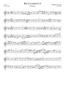 Partition ténor viole de gambe 1, octave aigu clef, Airs et Fantasia pour 5 violes de gambe par William Lawes