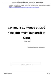 Comment Le Monde et Libé nous informent sur Israël et Gaza