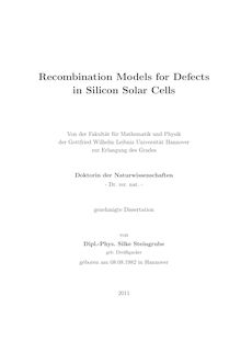 Recombination models for defects in silicon solar cells [Elektronische Ressource] / Silke Steingrube