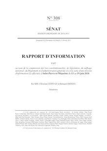 Rapport d information fait au nom de la commission des lois constitutionnelles, de législation, du suffrage universel, du Règlement et d administration générale à la suite d une mission d information effectuée à Saint-Pierre-et-Miquelon du 13 au 19 juin 2010