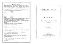 Partition parties complètes, 3 Duos pour 2 violons, WIV 7-9, Viotti, Giovanni Battista
