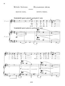 Partition , Mélodie italienne, Chants populaires, Ravel, Maurice
