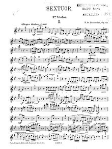 Partition violon 1, Sextet No.1, Op.43, Piano Quintet No.3 or Sextet No.1