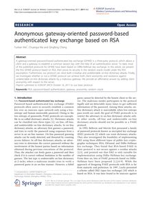 Anonymous gateway-oriented password-based authenticated key exchange based on RSA