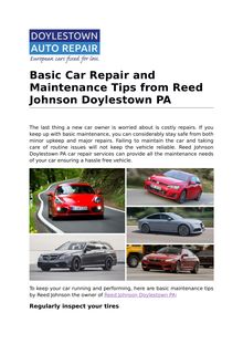 Basic Car Repair and Maintenance Tips from Reed Johnson Doylestown PA
