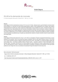 IS-LM et la demande de monnaie - article ; n°1 ; vol.6, pg 131-160