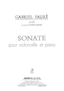 Partition Score et , partie, violoncelle Sonata No.1 Op.109, Fauré, Gabriel