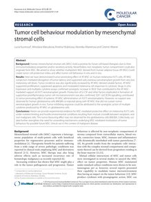 Tumor cell behaviour modulation by mesenchymal stromal cells