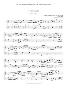 Partition complète, Andante pour orgue, Andante aus “Der angehende Organist” von G. W. Körner