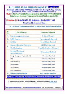 ISO 50001 Standard Certification Documents