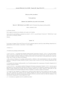 Evaluation des pratiques, textes législatifs et réglementaires - Décret 2005 346 epp