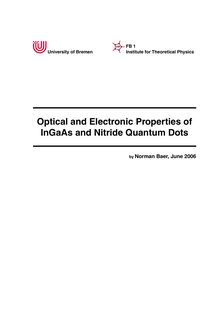 Optical and electronic properties of InGaAs and nitride quantum dots [Elektronische Ressource] / von Norman Baer