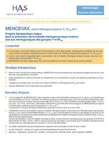 MENCEVAX - Synthèse d avis MENCEVAX - CT6086