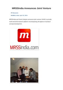 MRSSIndia Announces Joint Venture