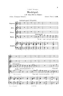 Partition complète, Madrigal, Op. 35, Fauré, Gabriel