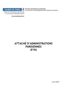 ATTACHÉ D ADMINISTRATIONS PARISIENNES (F/H)