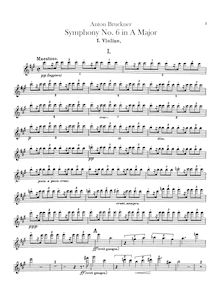 Partition violons I, Symphony No.6 en A major, A major, Bruckner, Anton