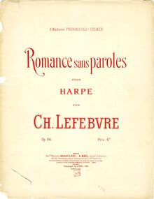 Partition complète, Romance sans paroles, Lefebvre, Charles