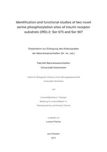 Identification and functional studies of two novel serine phosphorylation sites of insulin receptor substrate (IRS)-2: Ser 675 and Ser 907 [Elektronische Ressource] / vorgelegt von Louise Fritsche