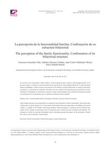 LA PERCEPCIÓN DE LA FUNCIONALIDAD FAMILIAR. CONFIRMACIÓN DE SU ESTRUCTURA BIFACTORIAL (The perception of the family functionality. Confirmation of its bifactorial structure)