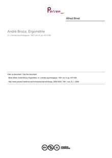André Broca, Ergométrie - compte-rendu ; n°1 ; vol.8, pg 437-438
