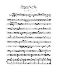 Partition violoncelles / Basses, Symphony No.102 en B♭ major, Sinfonia No.102
