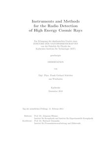 Instruments and methods for the radio detection of high energy cosmic rays [Elektronische Ressource] / von Frank Gerhard Schröder