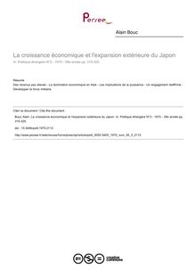 La croissance économique et l expansion extérieure du Japon - article ; n°3 ; vol.35, pg 315-325