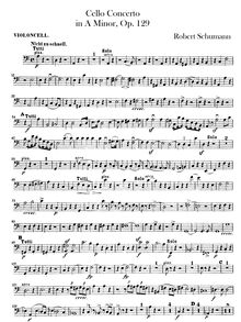 Partition violoncelles, violoncelle Concerto, A Minor, Schumann, Robert