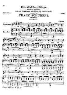 Partition 1st version, Des Mädchens Klage (2nd version), D.191 (Op.58 No.3)