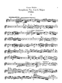Partition violons I, Symphony No.4, Mahler, Gustav