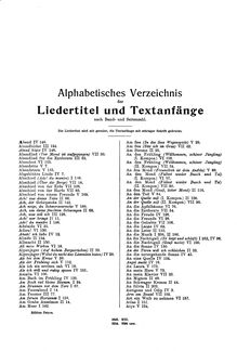 Partition Alphabetical List of chansons (scan), Claudine von Villa Bella, D.239