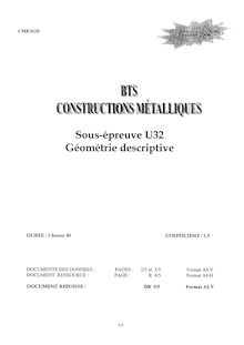 Géométrie descriptive 2006 BTS Constructions métalliques
