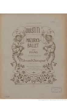 Partition complète, Ouistiti, Op.202, Mazurka-ballet pour piano