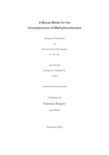 A mouse model for the overexpression of methyltransferases [Elektronische Ressource] / vorgelegt von Nicholas Wagner