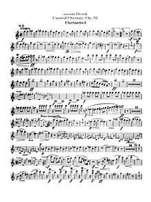 Partition clarinettes 1, 2, Carnival Overture, Karneval, Dvořák, Antonín
