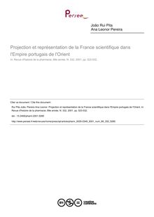 Projection et représentation de la France scientifique dans l Empire portugais de l Orient - article ; n°332 ; vol.89, pg 523-532