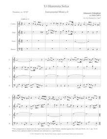 Partition complète, Ut Heremita Solus Instrumental Motet, Ockeghem, Johannes par Johannes Ockeghem
