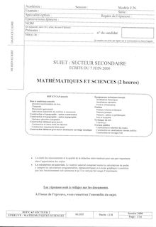 Capcob mathematiques et sciences physiques 2000 paris