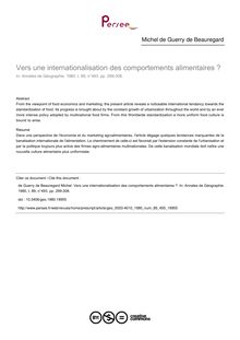 Vers une internationalisation des comportements alimentaires ? - article ; n°493 ; vol.89, pg 299-308