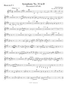 Partition cor 1, Symphony No.31, D major, Rondeau, Michel par Michel Rondeau