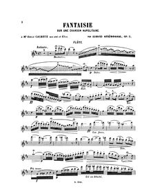Partition flûte , partie, Fantaisie sur une chanson napolitaine, Op.3