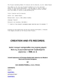 Creation and Its Records