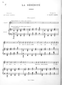 Partition complète, La sérénité, C major, Saint-Saëns, Camille