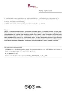 L industrie moustérienne de l abri Pié-Lombard (Tourettes-sur-Loup, Alpes-Maritimes) - article ; n°2 ; vol.71, pg 429-448