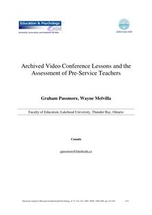 Archived Video Conference Lessons and the Assessment of Pre-Service Teachers (Lecciones grabadas en vídeo-conferencia: valoración de un programa de Formación del Profesorado)