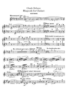 Partition hautbois 1/2, anglais cor, Première rapsodie, Debussy, Claude