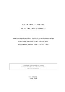 BILAN ANNUEL 2008-2009 DE LA DÉCENTRALISATION Analyse des ...