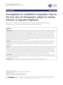 Investigations on anopheline mosquitoes close to the nest sites of chimpanzees subject to malaria infection in Ugandan Highlands
